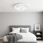 Contemporary Ceiling Fans with Light White Finish Round Design Lamp