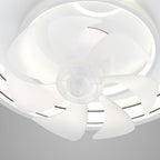 Contemporary Ceiling Fans with Light White Finish Round Design Lamp