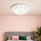 Contemporary Ceiling Fans with Light White Finish Round Design Lamp