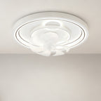 Contemporary Ceiling Fans with Light White Finish Round Design Lamp