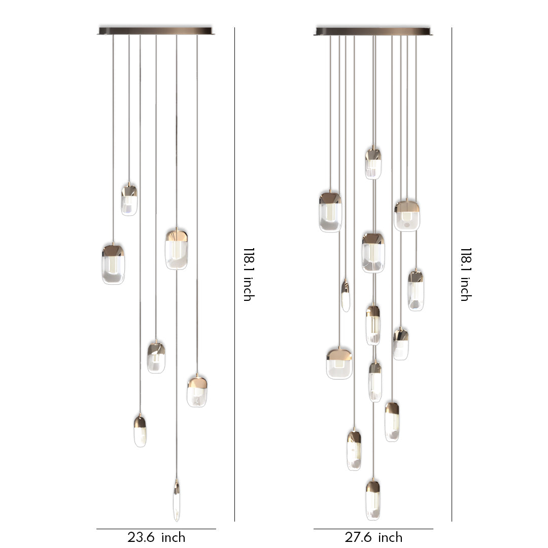 Chandelier for Staircase Full Copper Luxury Crystal Ceiling Light