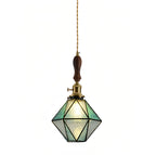 Diamond-shaped Pendant Light Vintage Brass Ceiling Light