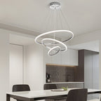 Contemporary Hanging 3/4-Light Tiered Ring Chandelier - Chrome