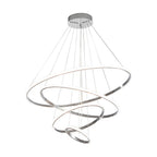 [Open-Box] Contemporary Hanging 3/4-Light Tiered Ring Chandelier - Chrome