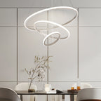 [Open-Box] Contemporary Hanging 3/4-Light Tiered Ring Chandelier - Chrome