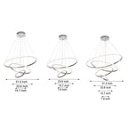 [Open-Box] Contemporary Hanging 3/4-Light Tiered Ring Chandelier - Chrome