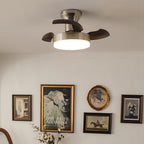 Silver Ceiling Fan with Light French Retro Hardware 3-Blade Fan Lamp