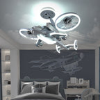 Kids Ceiling Fan With Light Fighter Jet Shaped Full Spectrum Fan Light