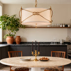 White Drum Pendant Light with a Polished Gold Stylish Ceiling Light