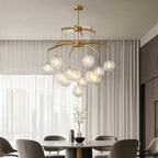 Modern Glass Ball Chandelier Full Copper Ceiling Light