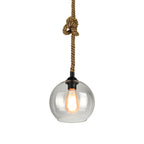 Retro Glass Pendant Light Minimalist LED Hemp Rope Ceiling Light
