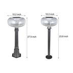 Contemporary Solar Lawn Light Metal Cylinder LED Light with Oval Acrylic Shade