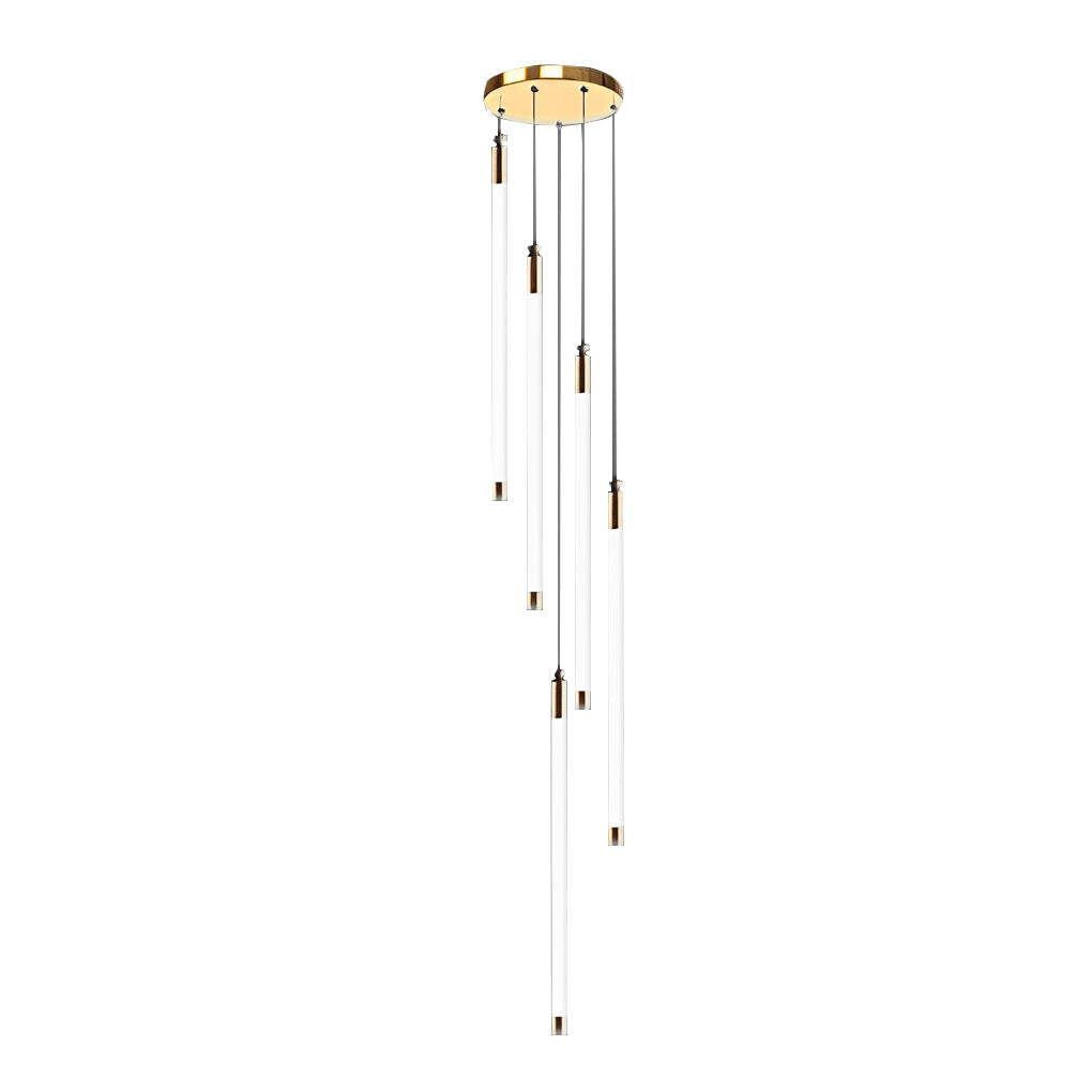 Contemporary Staircase Chandelier Spiral Tube Ceiling Light