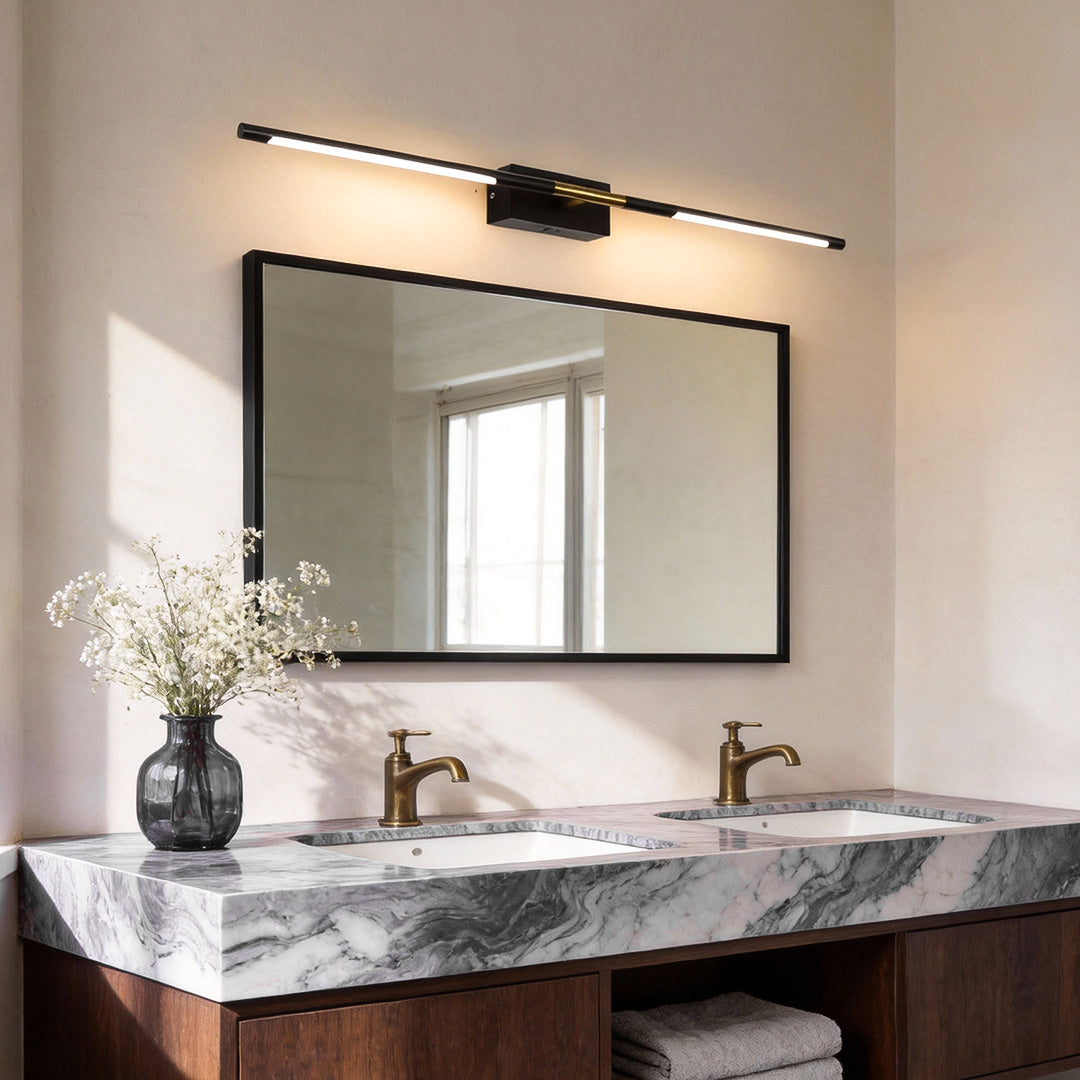 Contemporary Vanity Light Bar Black Linear LED Light