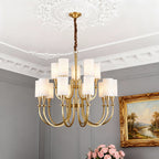 Copper Chandelier Modern Fabric Lampshade Ceiling Light