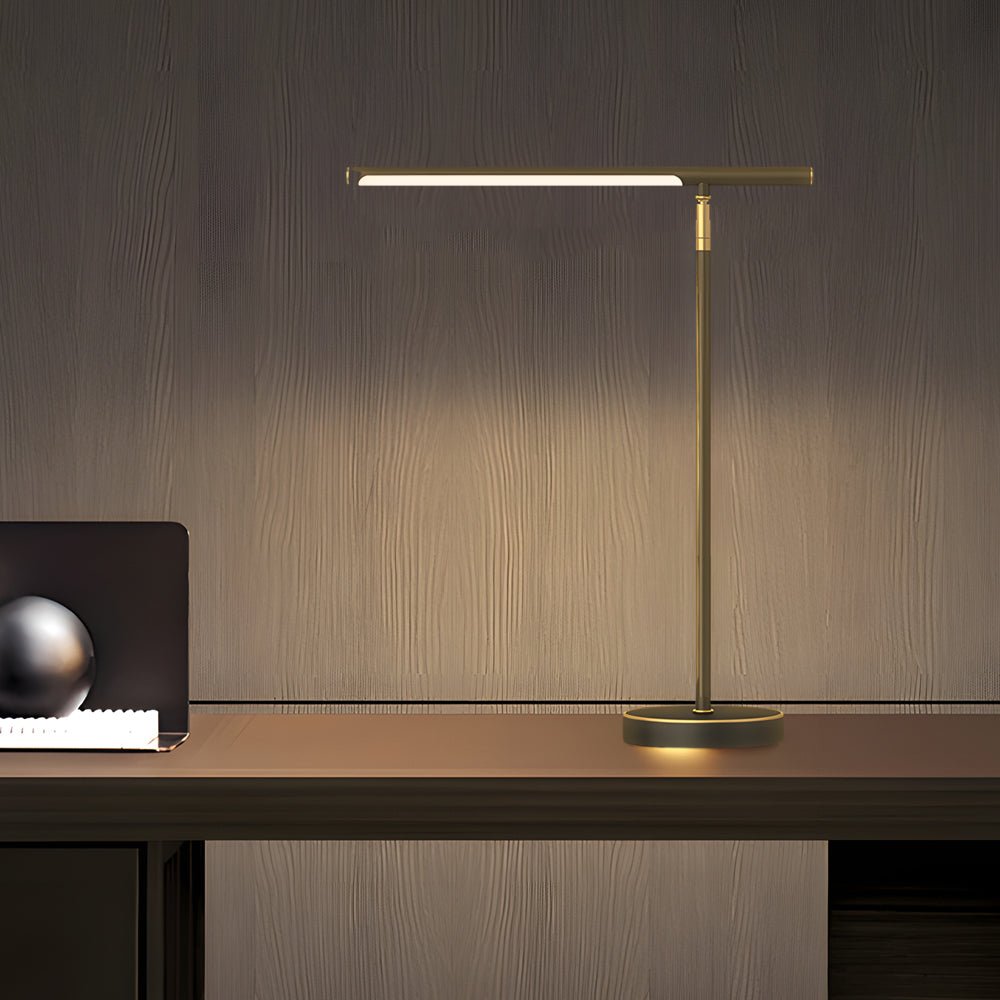 Copper Linear Brass LED Desk Lamp with Adjustable Angle for Home Office Lighting
