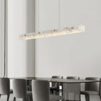 Copper Metal Pendant Light Linear Cloud Stone Ceiling Light