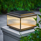 Copper Pillar Lights Square Waterproof Ribbed Glass Lamp