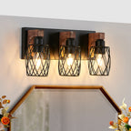 Black Vanity Bathroom Lights Metal Cage Mirror Lamp