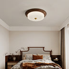 Vintage Art Deco Flush Mount Ceiling Light Full-Spectrum Walnut Light