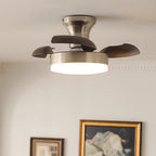 Silver Ceiling Fan with Light French Retro Hardware 3-Blade Fan Lamp