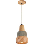 Wood Pendant Lighting Wabi-Sabi Retro Cement Ceiling Light