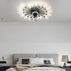 Creative Flower Mute Three Step Dimming Nordic Ceiling Fans with Lights
