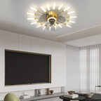 Creative Flower Mute Three Step Dimming Nordic Ceiling Fans with Lights