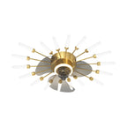 Creative Flower Mute Three Step Dimming Nordic Ceiling Fans with Lights