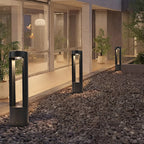 [Open-Box] Waterproof LED Outdoor Bollard Lights Hollow Cylindrical Black Lamp for Elegant Exterior Lighting