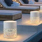 Stylish Hollow Mesh LED Cylinder Light Freestanding Outdoor Garden Lighting