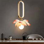 Creative Lotus Flowers Luminous Copper Oval Ring LED Modern Pendant Lights