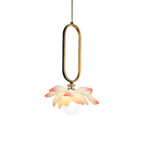 Creative Lotus Flowers Luminous Copper Oval Ring LED Modern Pendant Lights