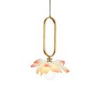 Creative Lotus Flowers Luminous Copper Oval Ring LED Modern Pendant Lights