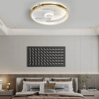 Creative Ring LED Three Step Dimming Mute Gold Modern Ceiling Fans  with Lights