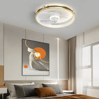 Creative Ring LED Three Step Dimming Mute Gold Modern Ceiling Fans  with Lights