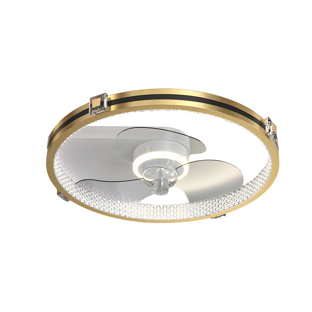 Creative Ring LED Three Step Dimming Mute Gold Modern Ceiling Fans  with Lights