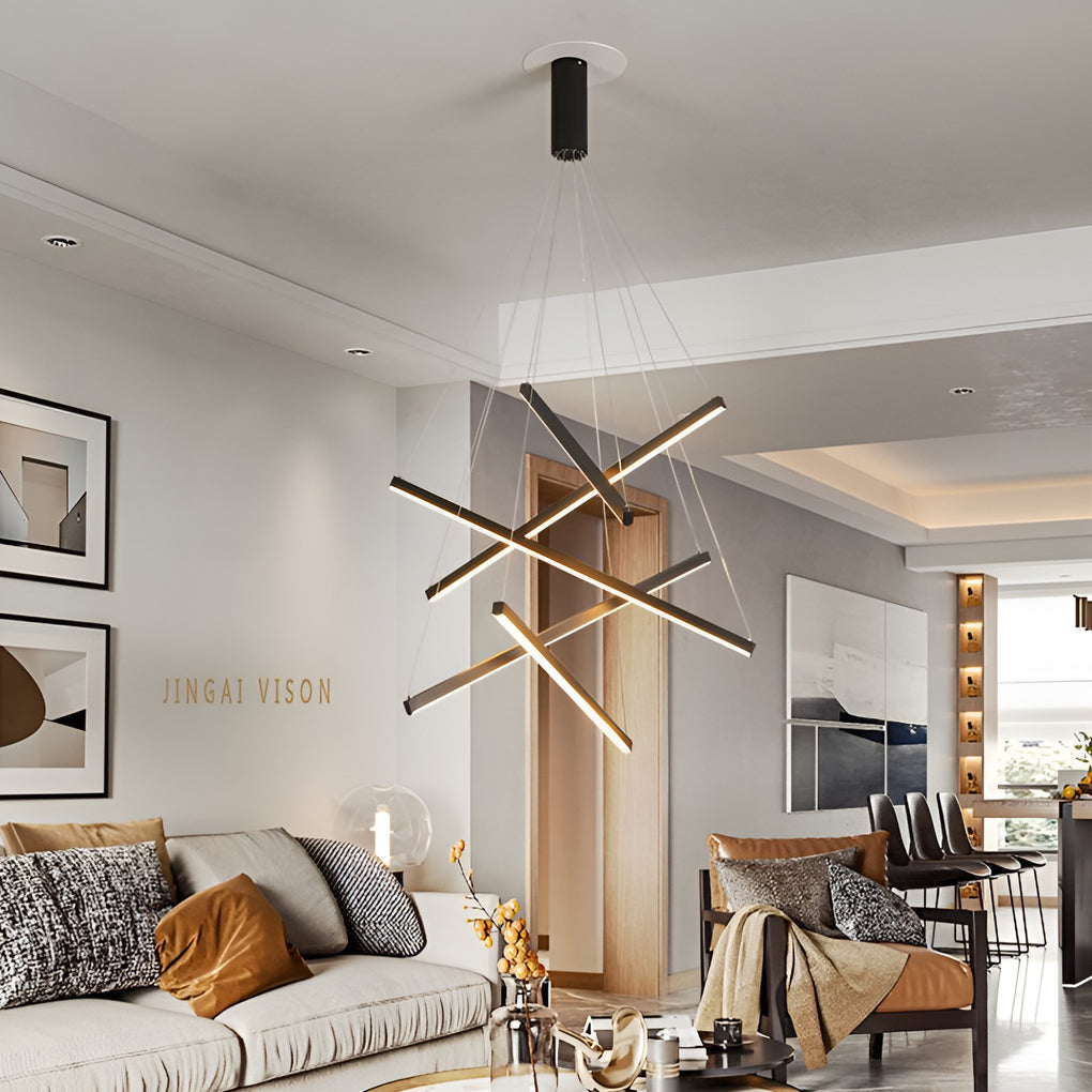 Criss Linear Chandelier Modern LED Black Ceiling Light