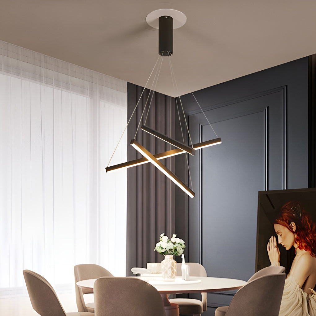 Criss Linear Chandelier Modern LED Black Ceiling Light