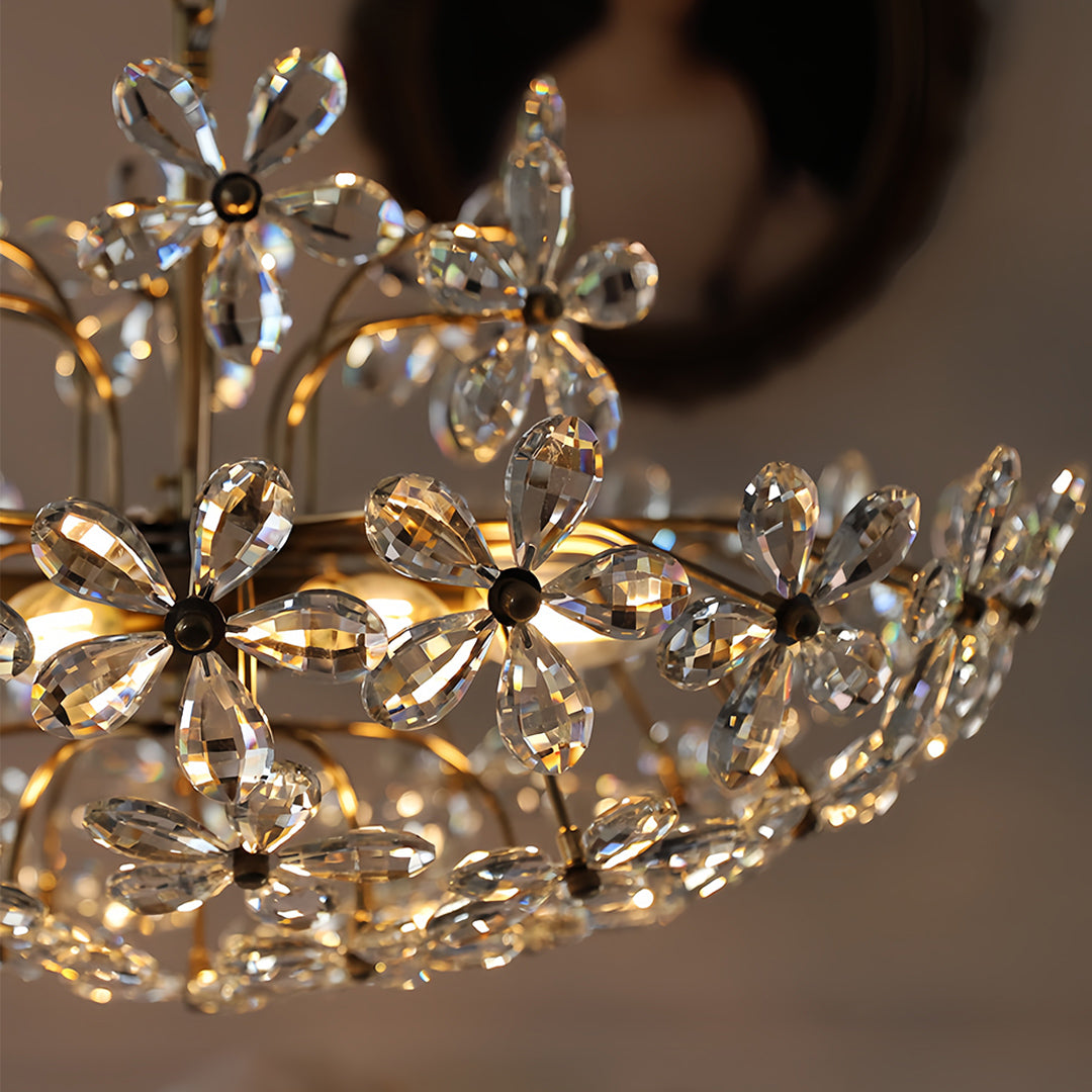 Crystal Flower Chandelier Flower Shaped Vintage Floral Ceiling Light