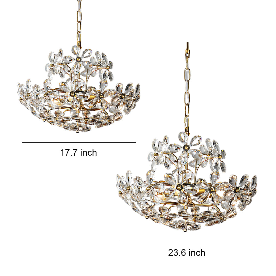 Crystal Flower Chandelier Flower Shaped Vintage Floral Ceiling Light
