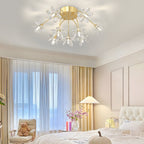 Crystal Flowers Dandelions Three Step Dimming Modern Ceiling Lights Fixture
