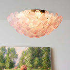Glass Semi Flush Mount Ceiling Light French Petal Light