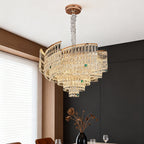 Crystal Pendant Chandelier Luxury Carbon Steel Ceiling Light