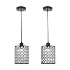 2-Pcs Crystal Pendant Light Minimalist Cylinder Decorative Light