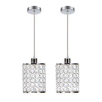 2-Pcs Crystal Pendant Light Minimalist Cylinder Decorative Light