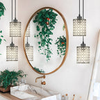2-Pcs Crystal Pendant Light Minimalist Cylinder Decorative Light
