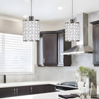2-Pcs Crystal Pendant Light Minimalist Cylinder Decorative Light