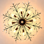Crystal Semi Flush Ceiling Lights American Leaf Chandeliers