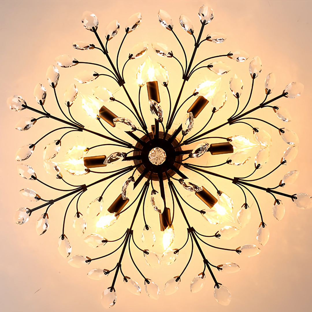Crystal Semi Flush Ceiling Lights American Leaf Chandeliers